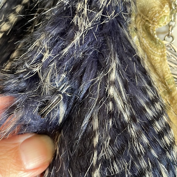 Faux Mongolian fur indigo based vest. - Picture 3 of 8